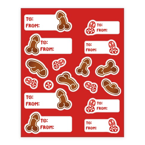 Gingerbread and Candy Cane Penises Stickers and Decal Sheet