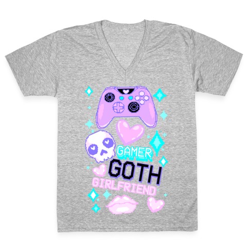 Gamer Goth Girlfriend V-Neck Tee Shirt
