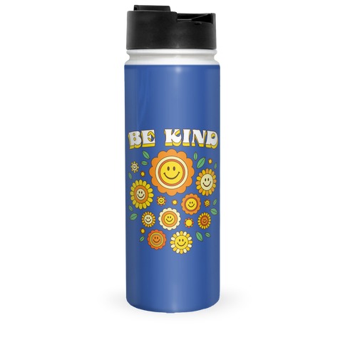 Be Kind Flower Power Smileys Travel Mug