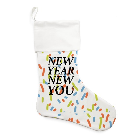 New Year New You Parody White Print Stocking