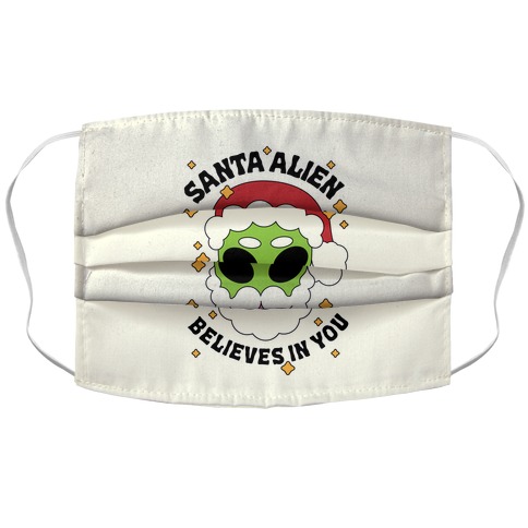 Santa Alien Believes in You Accordion Face Mask