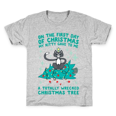 On The First Day Of Christmas My Kitty Gave To Me... Kids T-Shirt