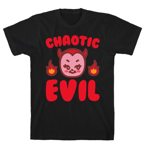 Chaotic Evil White Print T-Shirt