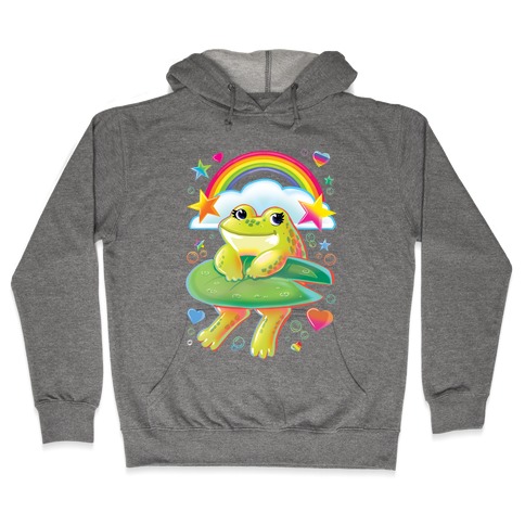 90's Rainbow Frog Hooded Sweatshirt