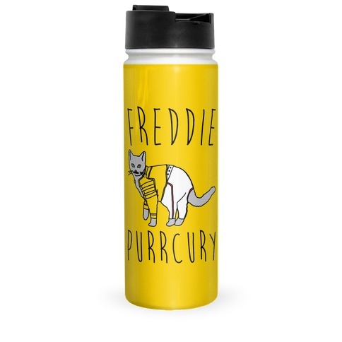 Freddie Purrcury Cat Parody Travel Mug