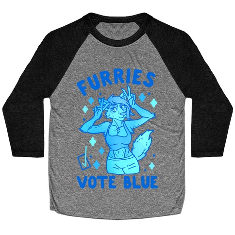 Furries Vote Blue Baseball Tee
