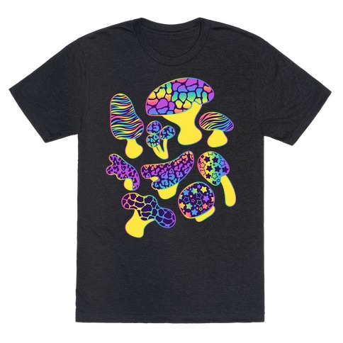 Psychedelic 90s Rainbow Animal Print Mushrooms T-Shirt
