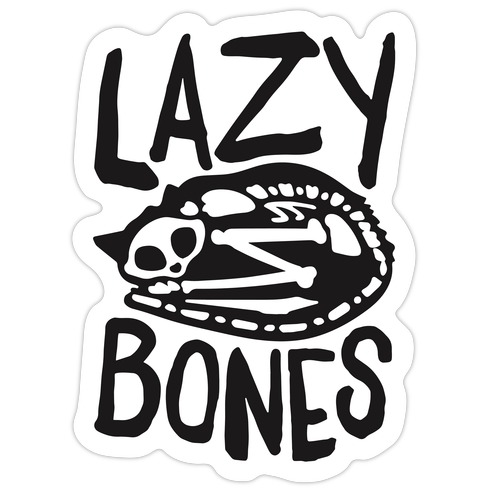 Lazy Bones Cat Skeleton Die Cut Sticker