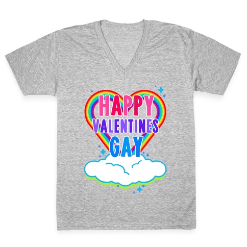 Happy Valentines Gay V-Neck Tee Shirt