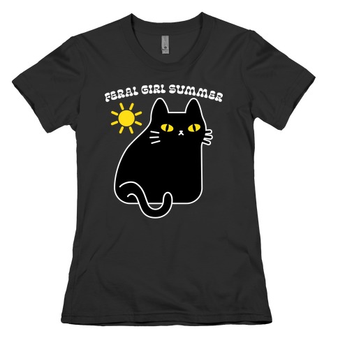Feral Girl Summer Cat Womens T-Shirt