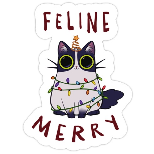 Feline Merry Die Cut Sticker