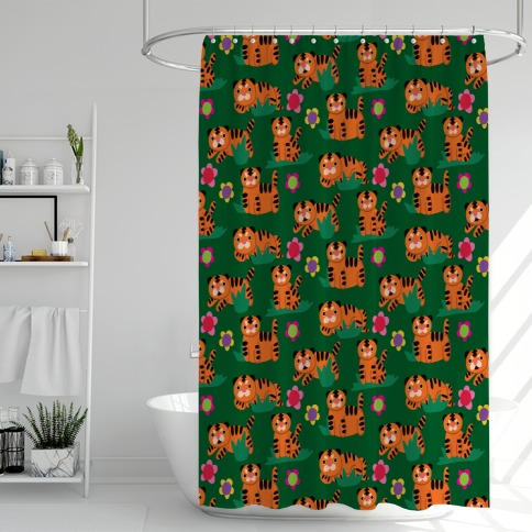Forest Tigers Pattern Shower Curtain