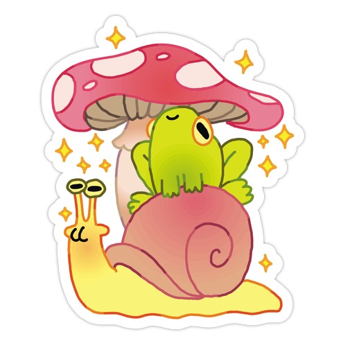 Cute Snail & Frog Die Cut Sticker