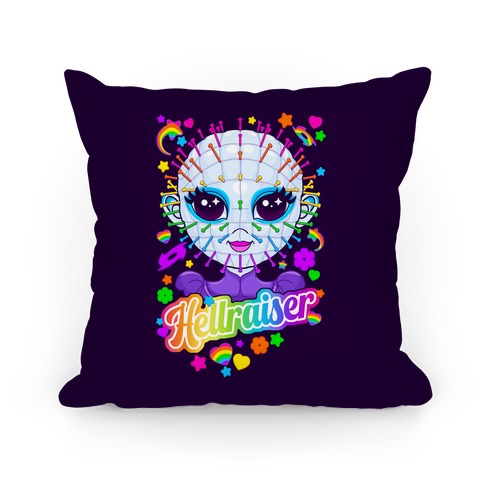 90s Neon Rainbow Hellraiser Pinhead Pillow