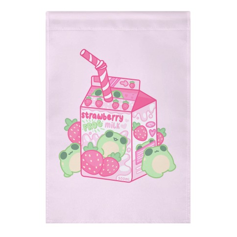 Kawaii Strawberry Frog Milk Garden Flag