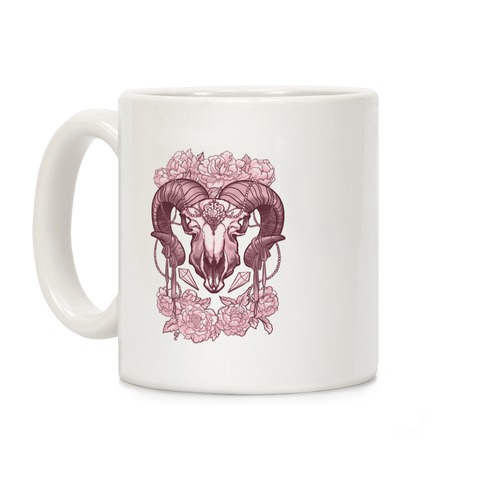 Flowery Ram Skull Coffee Mug
