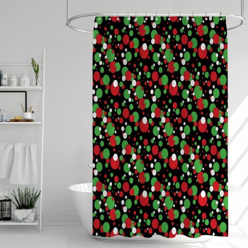Red And Green Holiday Confetti Shower Curtain