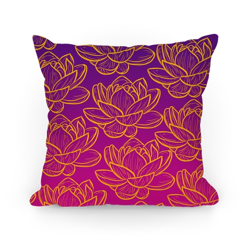 Purple and Gold Lotuses Pattern Pillow