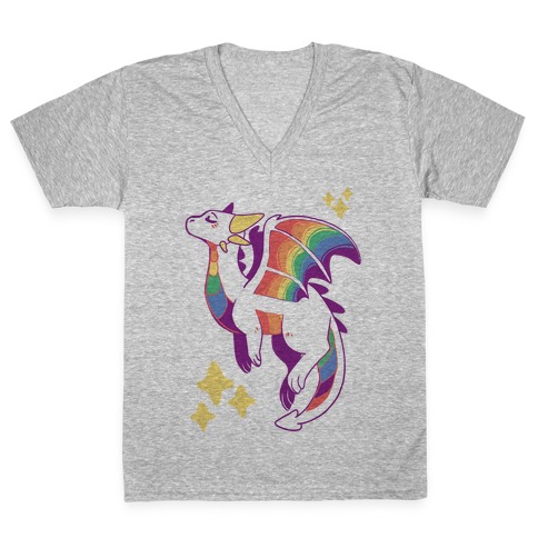Gay Pride Dragon V-Neck Tee Shirt