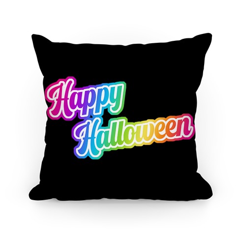 90s Neon Rainbow Happy Halloween  Pillow