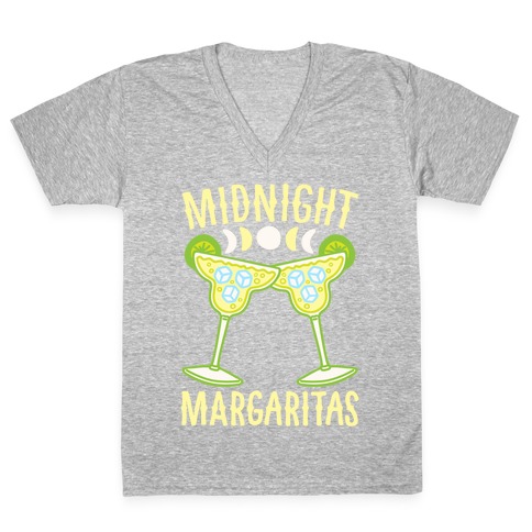 Midnight Margaritas White Print V-Neck Tee Shirt