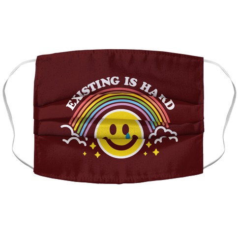 Existing Is Hard Rainbow Smile Accordion Face Mask