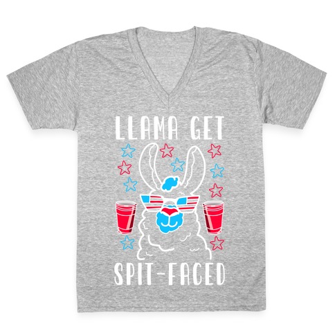 Llama Get Spit-Faced V-Neck Tee Shirt