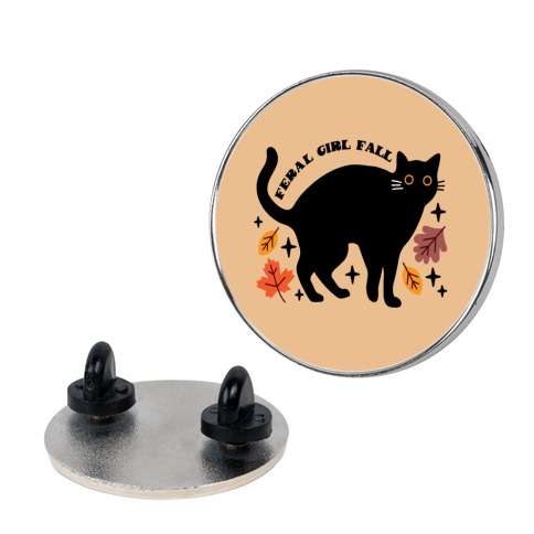 Feral Girl Fall Black Cat Pin