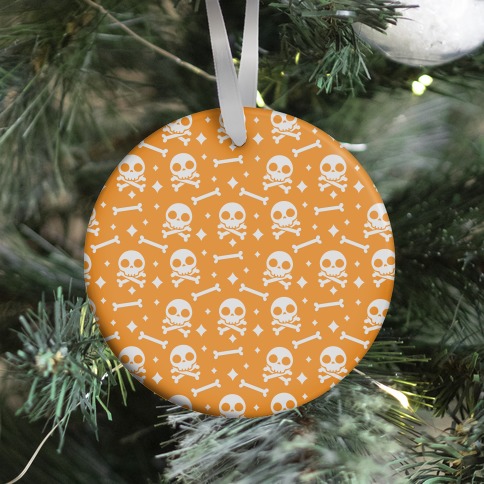 Cute Skull N' Bones Pattern (Orange) Ornament