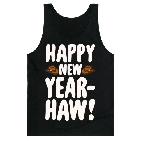 Happy New Year-Haw White Print Tank Top