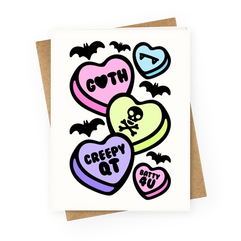 Goth Candy Hearts Greeting Card