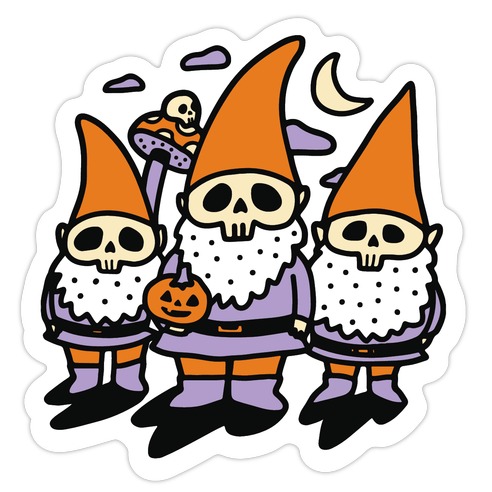 Happy Hall-Gnome-Ween (Halloween Gnomes) Die Cut Sticker