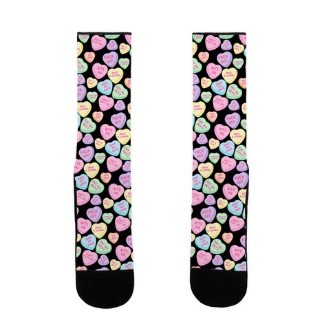 Rude Sassy Candy Hearts Pattern Sock