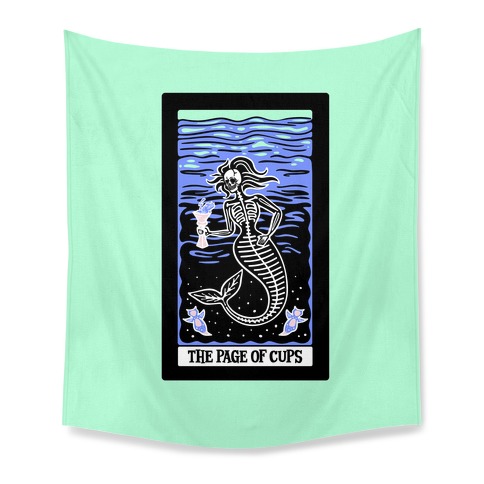 The Page of Cups Deep Sea Mermaid and Sea Angels Tarot Card Tapestry