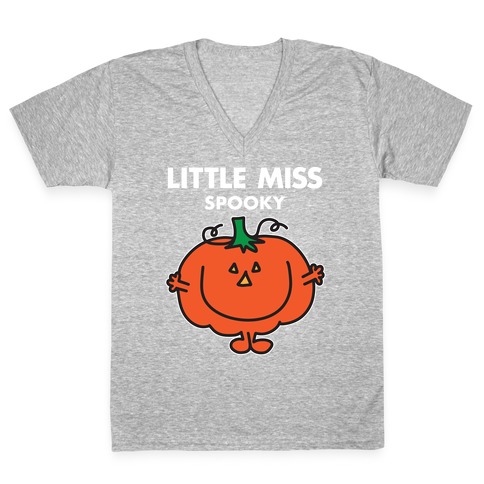 Little Miss Spooky Halloween Pumpkin V-Neck Tee Shirt