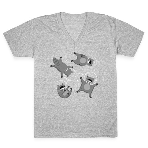 Raccoons In Space V-Neck Tee Shirt