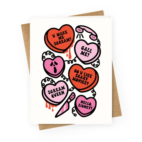 Scream Queen Candy Hearts Parody Greeting Card
