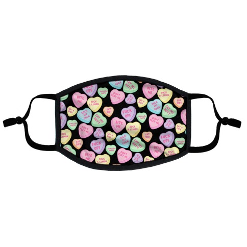 Rude Sassy Candy Hearts Pattern Flat Face Mask