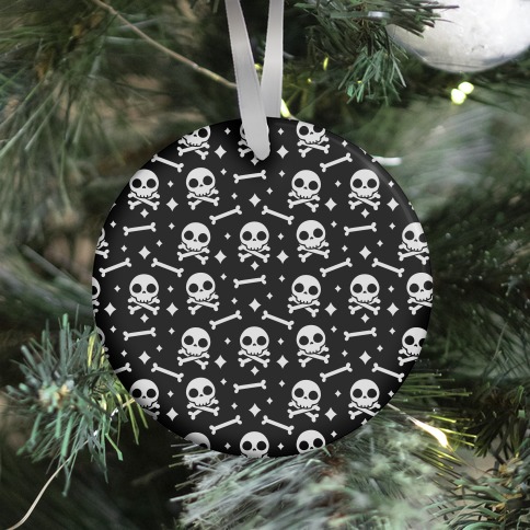 Cute Skull N' Bones Pattern (Black) Ornament