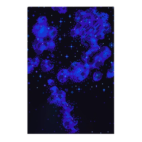 Pixelated Blue Nebula Garden Flag