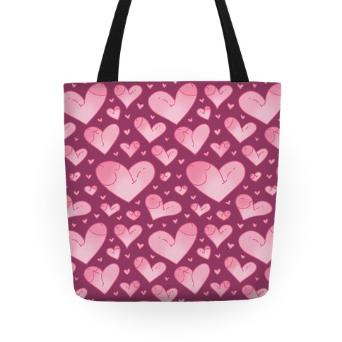 Penis Hearts Pattern Tote