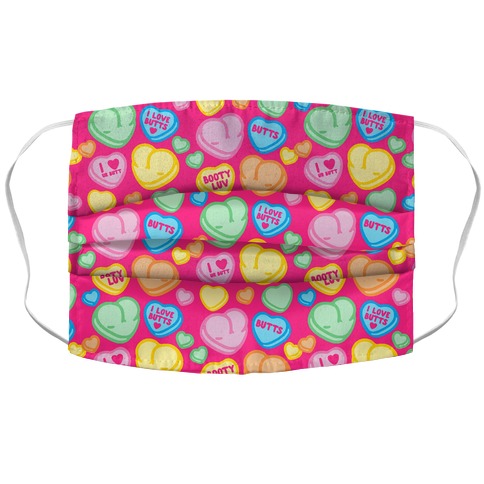 Candy Heart Butts Accordion Face Mask