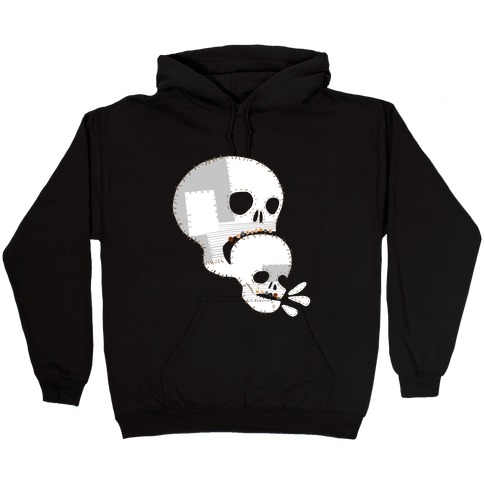 Stitched Skull Eating Another Skull  Hooded Sweatshirt