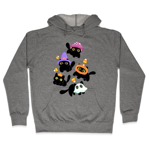 Spooky Black Cats Pattern Hooded Sweatshirt