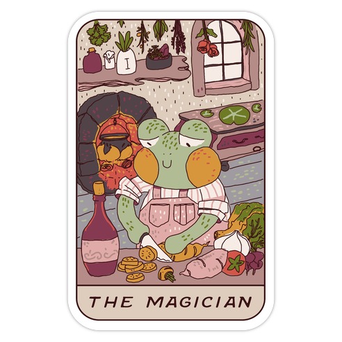 Cottagecore Magician Tarot Card Die Cut Sticker