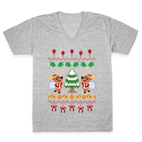 Jingle Animal Crossing Ugly Sweater V-Neck Tee Shirt