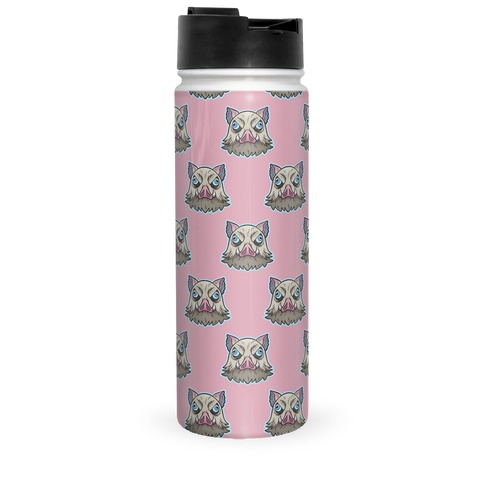 Inosuke Mad Boar Pattern Pink Travel Mug