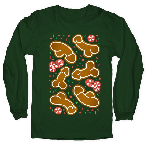 Gingerbread and Candy Cane Penises Long Sleeve T-Shirt