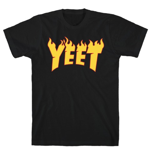 Yeet Thrasher Logo Parody White Print T-Shirt