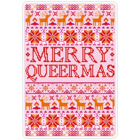 Merry Queermas Lesbian Pride Christmas Sweater Die Cut Sticker